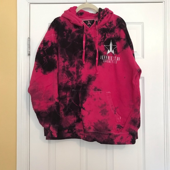 black and pink tie dye hoodie